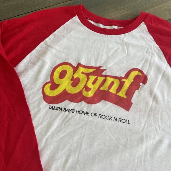 Vintage 1990s Tampa Bay Rock Radio 95YNF Station Promo Red Jersey - Mens XL (G5) - Picture 2 of 7